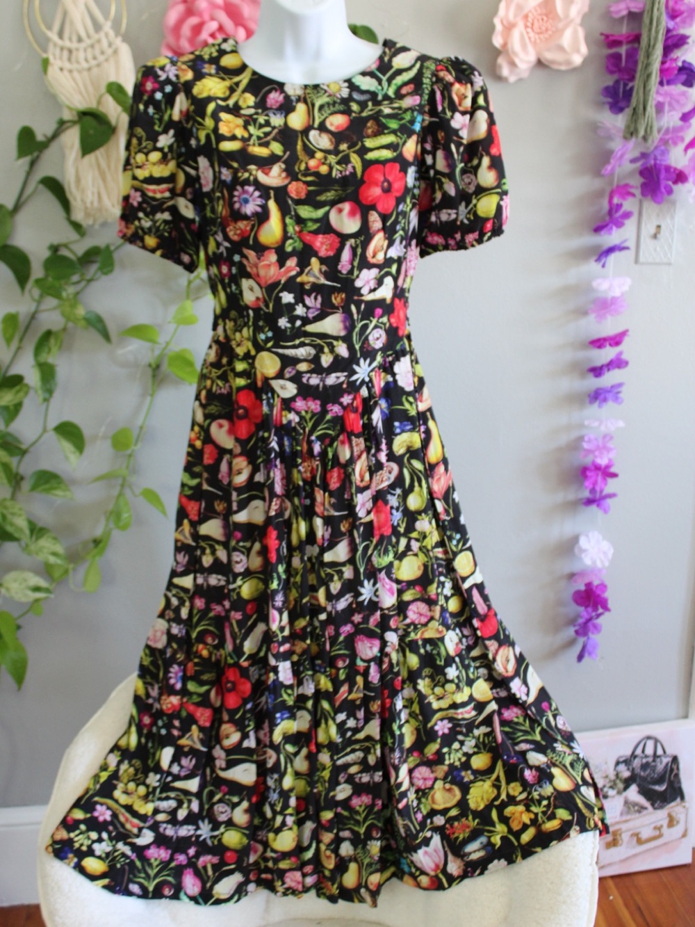 Samantha Pleet Botanical Garden Print Midi Dress NWT Size 2 MSRP $265